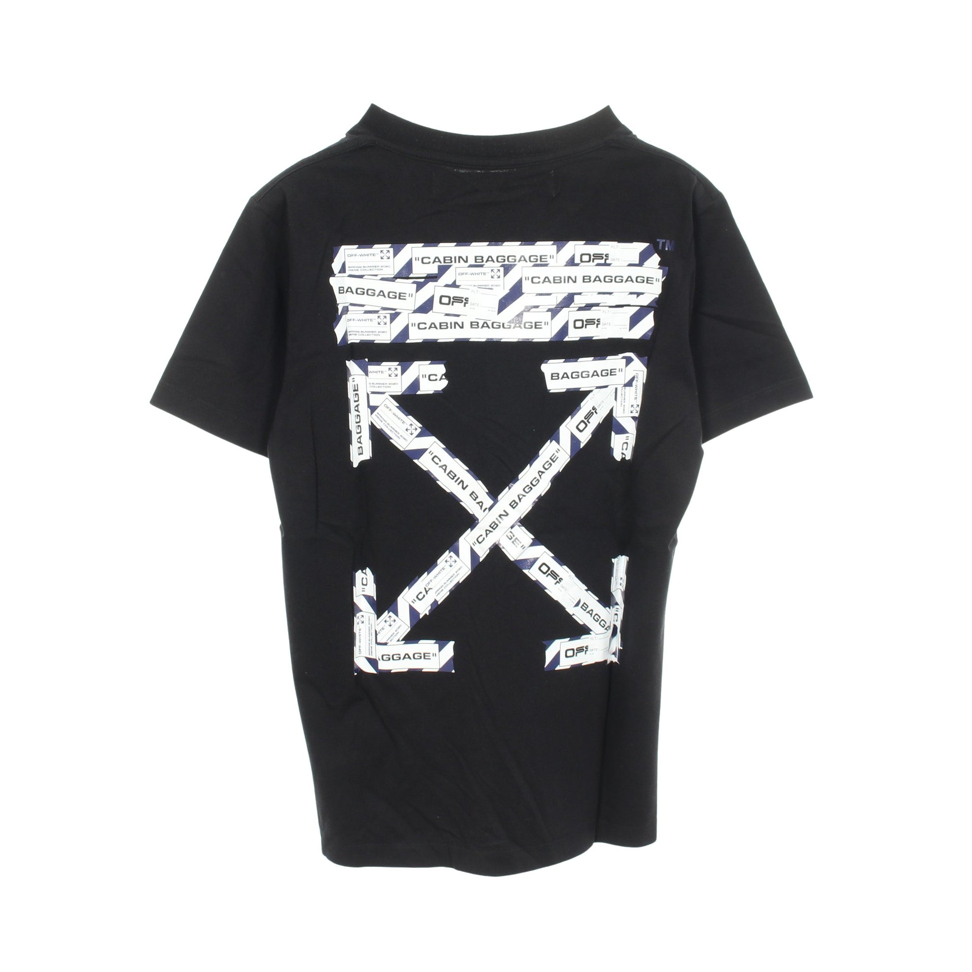 AIRPORT TAPE S/S SLIM TEE 半袖Tシャツ コットン ブラック オフホワイト トップス OFF-WHITE