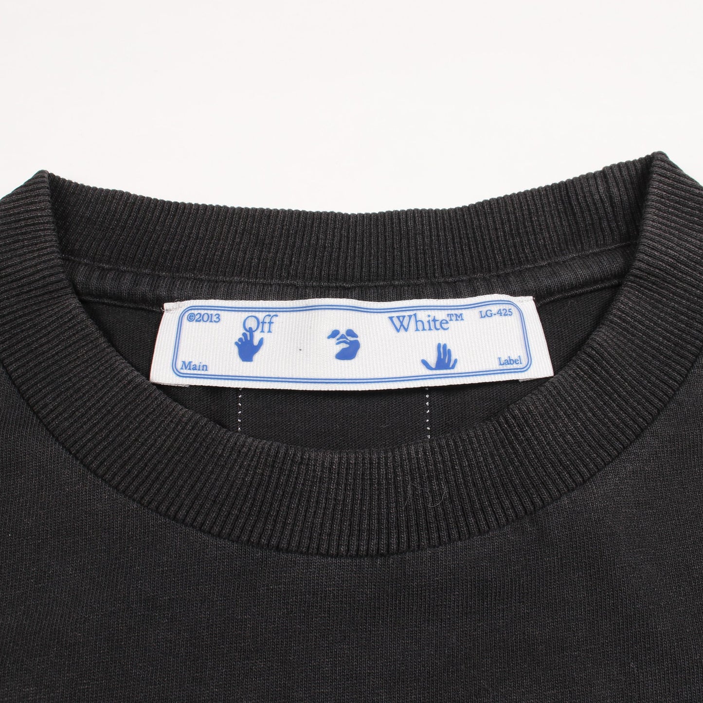 OFF-WHITE × MLB ユーズド加工 半袖Tシャツ コットン ダークグレー オフホワイト トップス OFF-WHITE