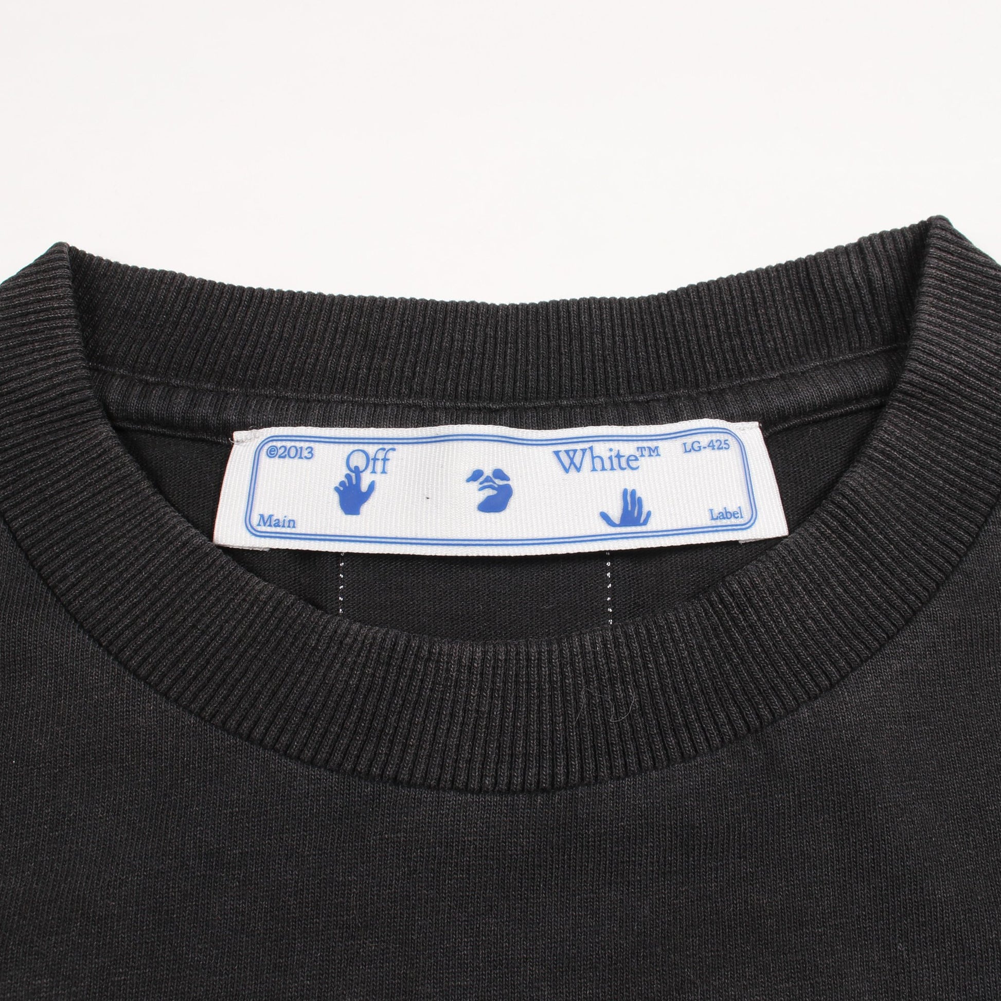 OFF-WHITE × MLB ユーズド加工 半袖Tシャツ コットン ダークグレー オフホワイト トップス OFF-WHITE