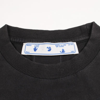 OFF-WHITE × MLB ユーズド加工 半袖Tシャツ コットン ダークグレー オフホワイト トップス OFF-WHITE