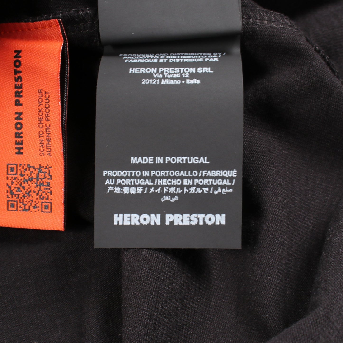 モックネック 刺繍 半袖Tシャツ コットン ブラック ヘロンプレストン トップス HERON PRESTON