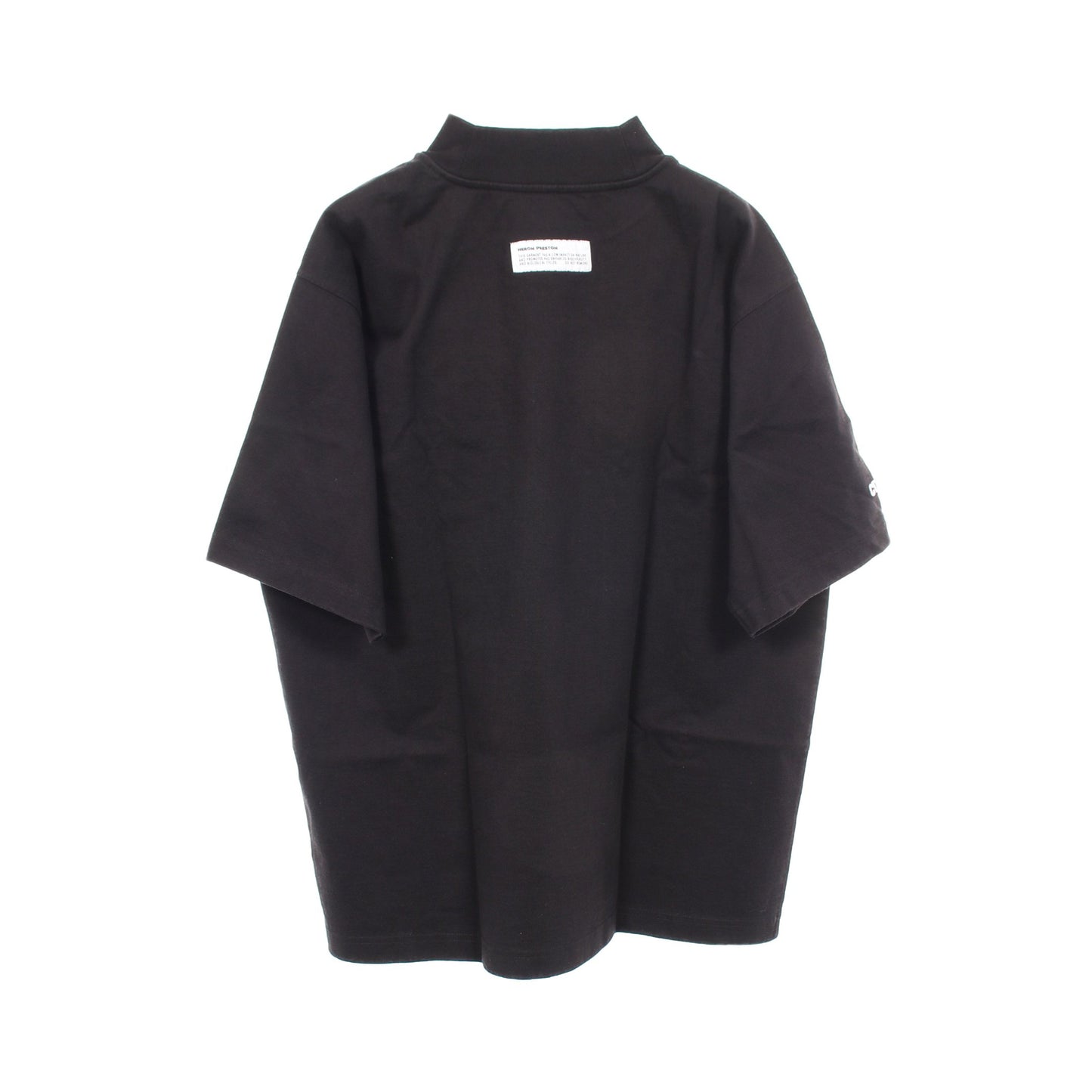 モックネック 刺繍 半袖Tシャツ コットン ブラック ヘロンプレストン トップス HERON PRESTON