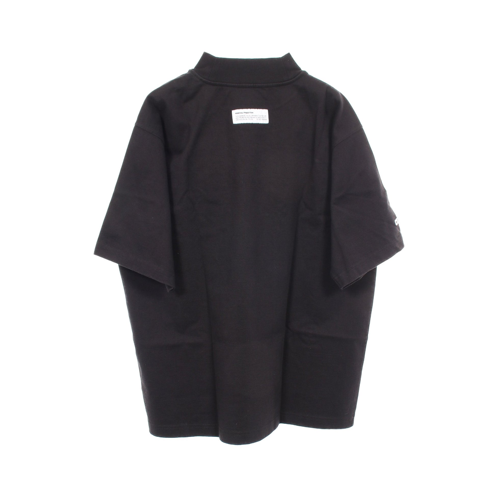 モックネック 刺繍 半袖Tシャツ コットン ブラック ヘロンプレストン トップス HERON PRESTON