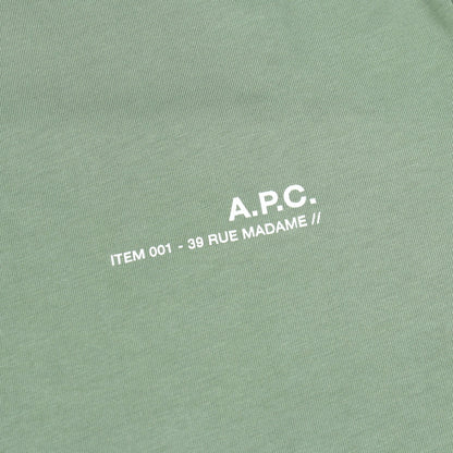 プリントロゴ クルーネック 半袖Tシャツ コットン グリーン アーペーセー トップス A.P.C.