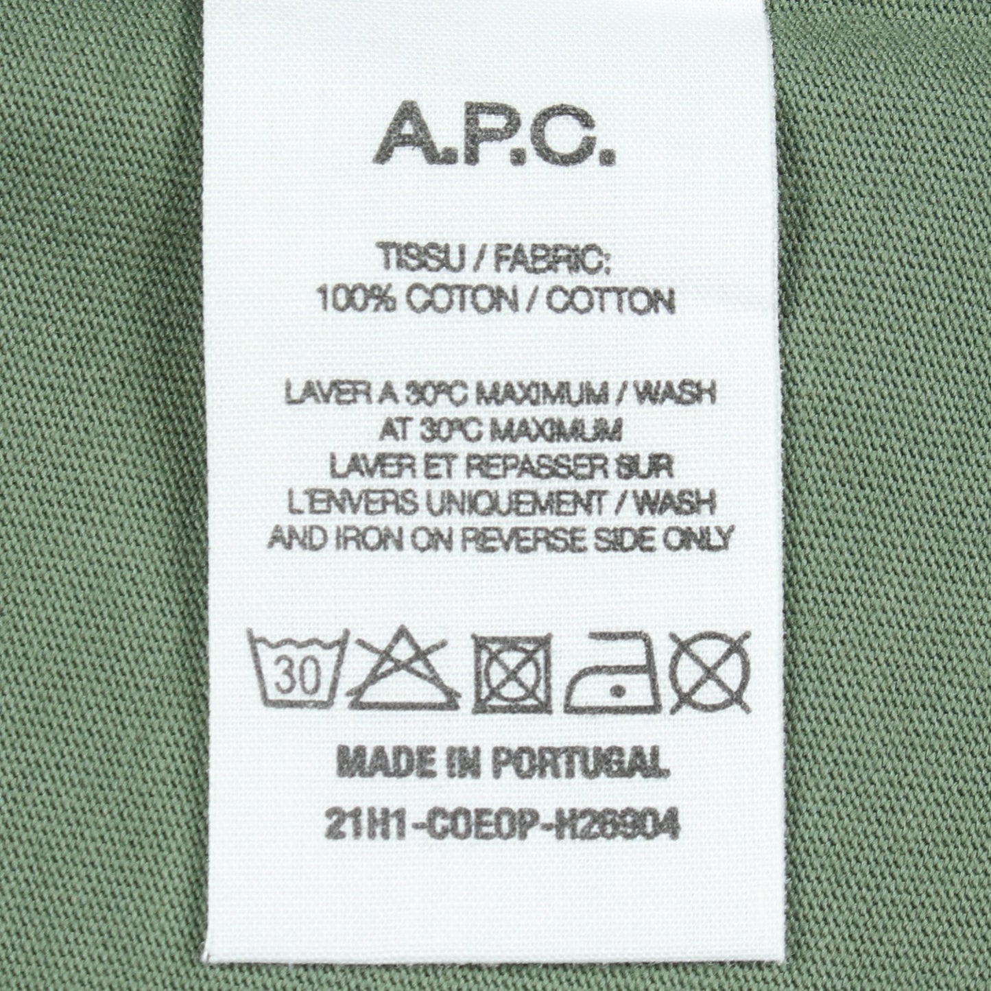 プリントロゴ クルーネック 半袖Tシャツ コットン グリーン アーペーセー トップス A.P.C.