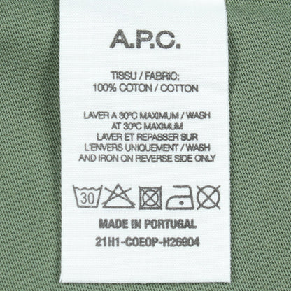 プリントロゴ クルーネック 半袖Tシャツ コットン グリーン アーペーセー トップス A.P.C.