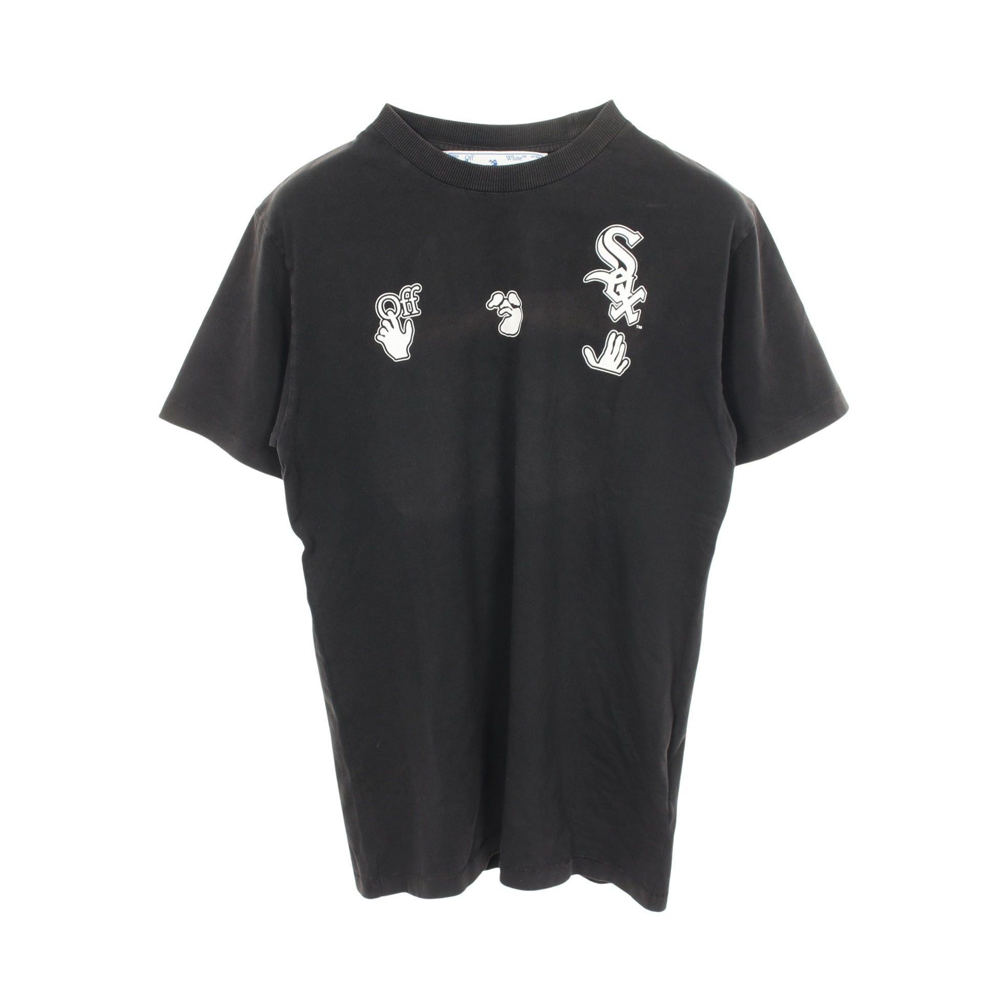 MLB CHICAGO WS SS TEE ユーズド加工 半袖Tシャツ コットン ダークグレー オフホワイト トップス OFF-WHITE