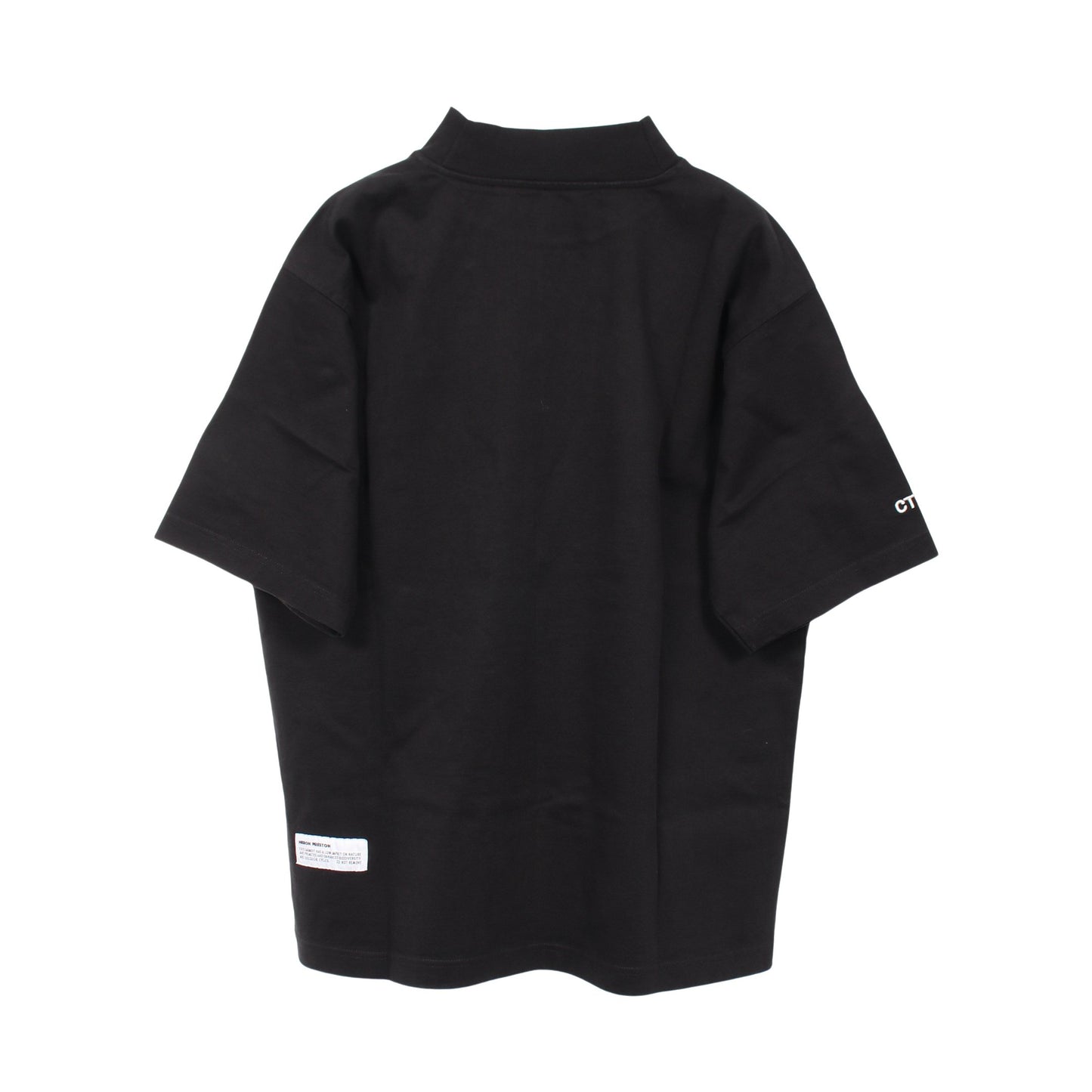 モックネック 刺繍 半袖Tシャツ コットン ブラック ヘロンプレストン トップス HERON PRESTON