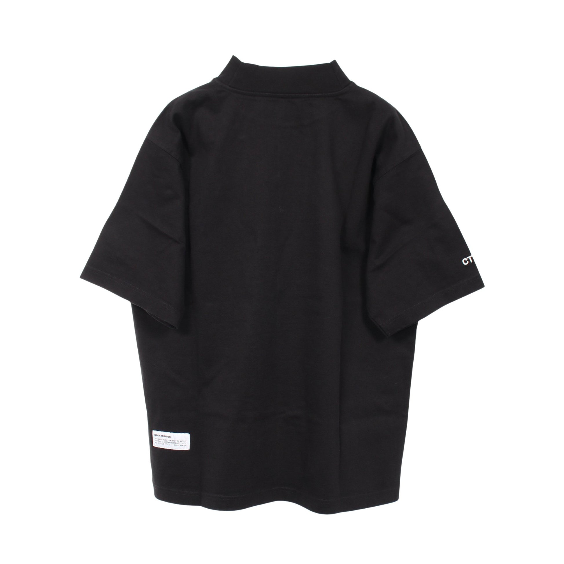 モックネック 刺繍 半袖Tシャツ コットン ブラック ヘロンプレストン トップス HERON PRESTON