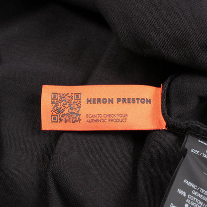 モックネック 刺繍 半袖Tシャツ コットン ブラック ヘロンプレストン トップス HERON PRESTON