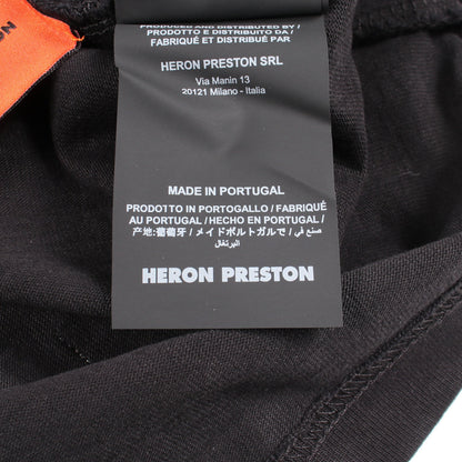モックネック 刺繍 半袖Tシャツ コットン ブラック ヘロンプレストン トップス HERON PRESTON