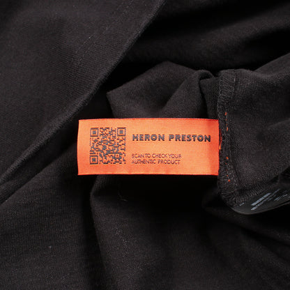 モックネック 刺繍 半袖Tシャツ コットン ブラック ヘロンプレストン トップス HERON PRESTON