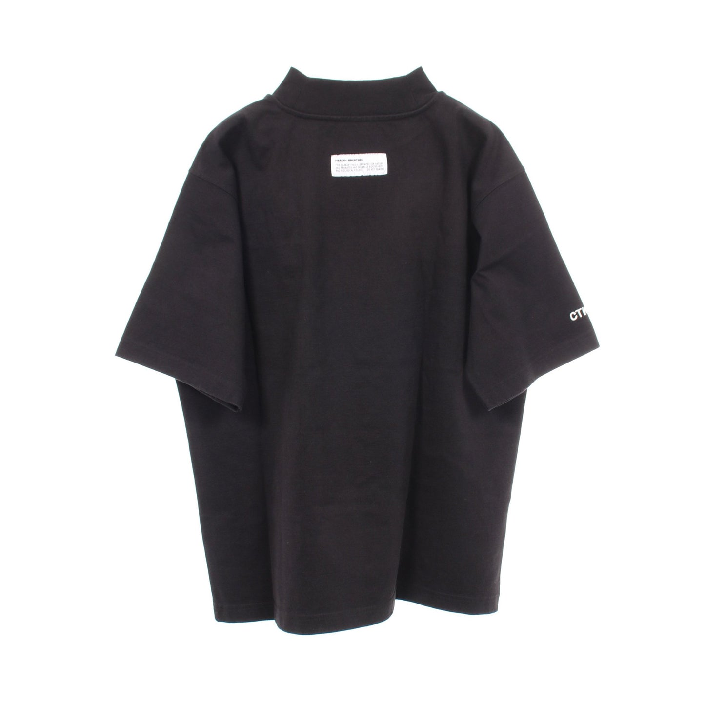 モックネック 刺繍 半袖Tシャツ コットン ブラック ヘロンプレストン トップス HERON PRESTON