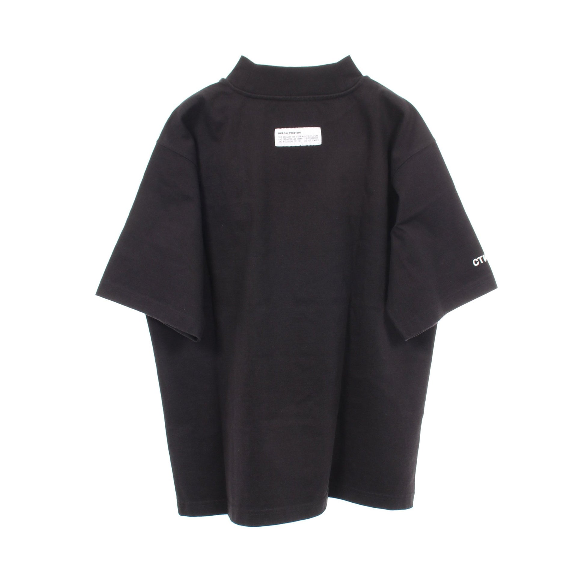 モックネック 刺繍 半袖Tシャツ コットン ブラック ヘロンプレストン トップス HERON PRESTON