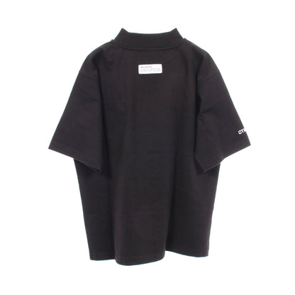 モックネック 刺繍 半袖Tシャツ コットン ブラック ヘロンプレストン トップス HERON PRESTON