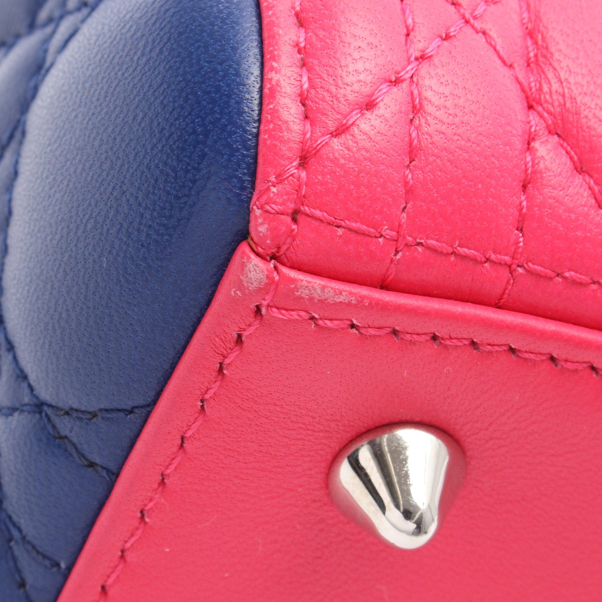 LADY DIOR レディディオール カナージュ 2WAY ハンドバッグ レザー ピンク ブルー イエロー クリスチャンディオール バッグ Christian Dior