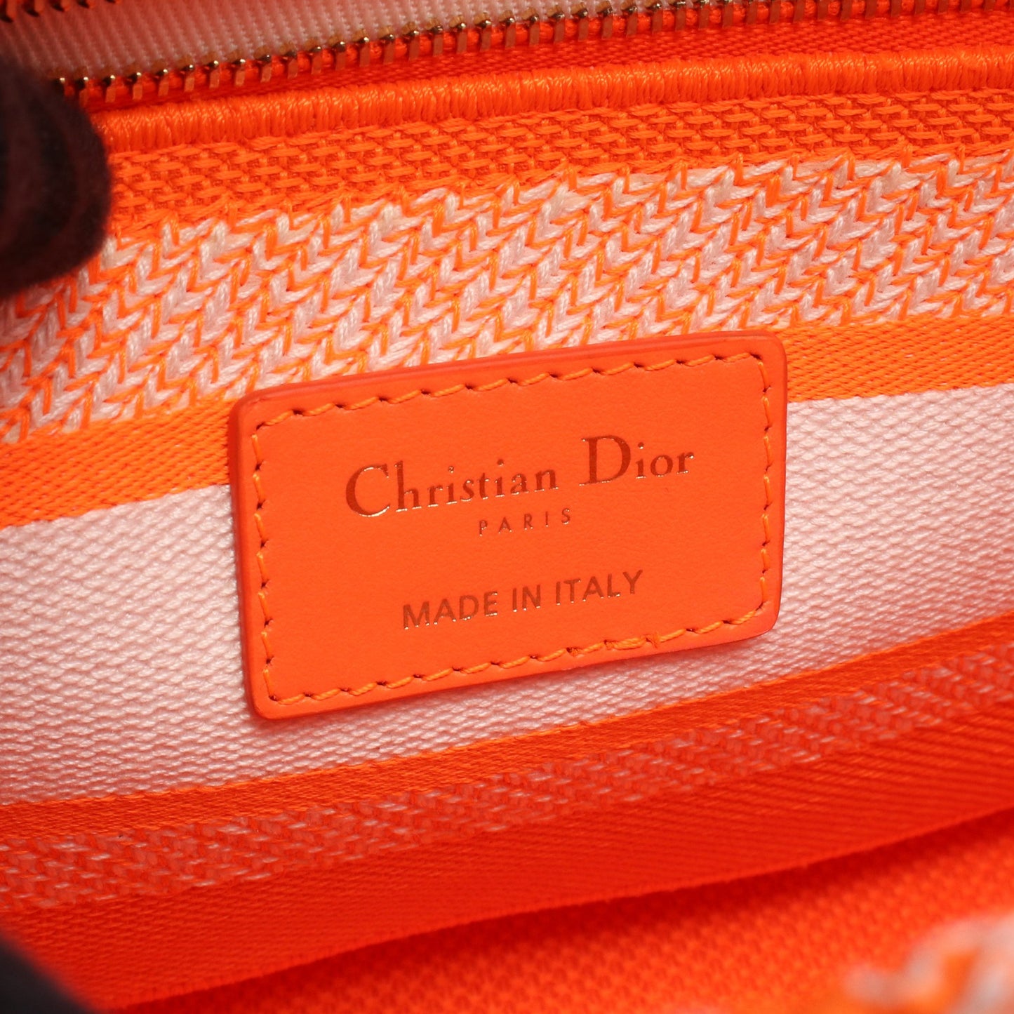 LADY D-LITE ミディアム 2WAY ハンドバッグ キャンバス オレンジ ホワイト クリスチャンディオール バッグ Christian Dior