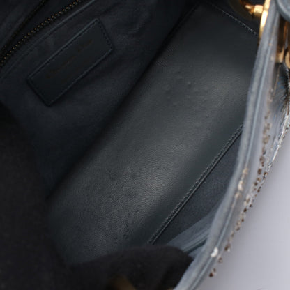 LADY DIOR レディディオール 刺繍 2WAY ハンドバッグ レザー ブルーグレー クリスチャンディオール バッグ Christian Dior