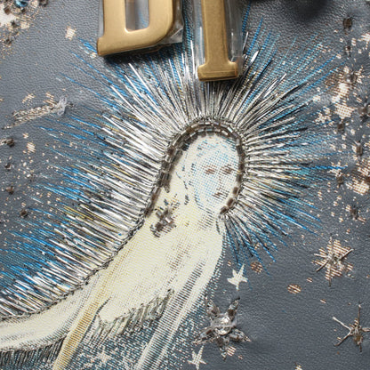 LADY DIOR レディディオール 刺繍 2WAY ハンドバッグ レザー ブルーグレー クリスチャンディオール バッグ Christian Dior