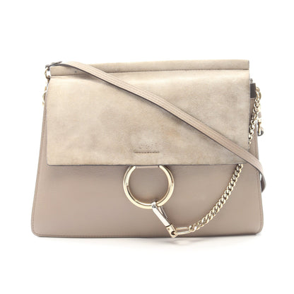 FAYE ミディアム ショルダーバッグ レザー スエード グレーベージュ クロエ バッグ Chloe