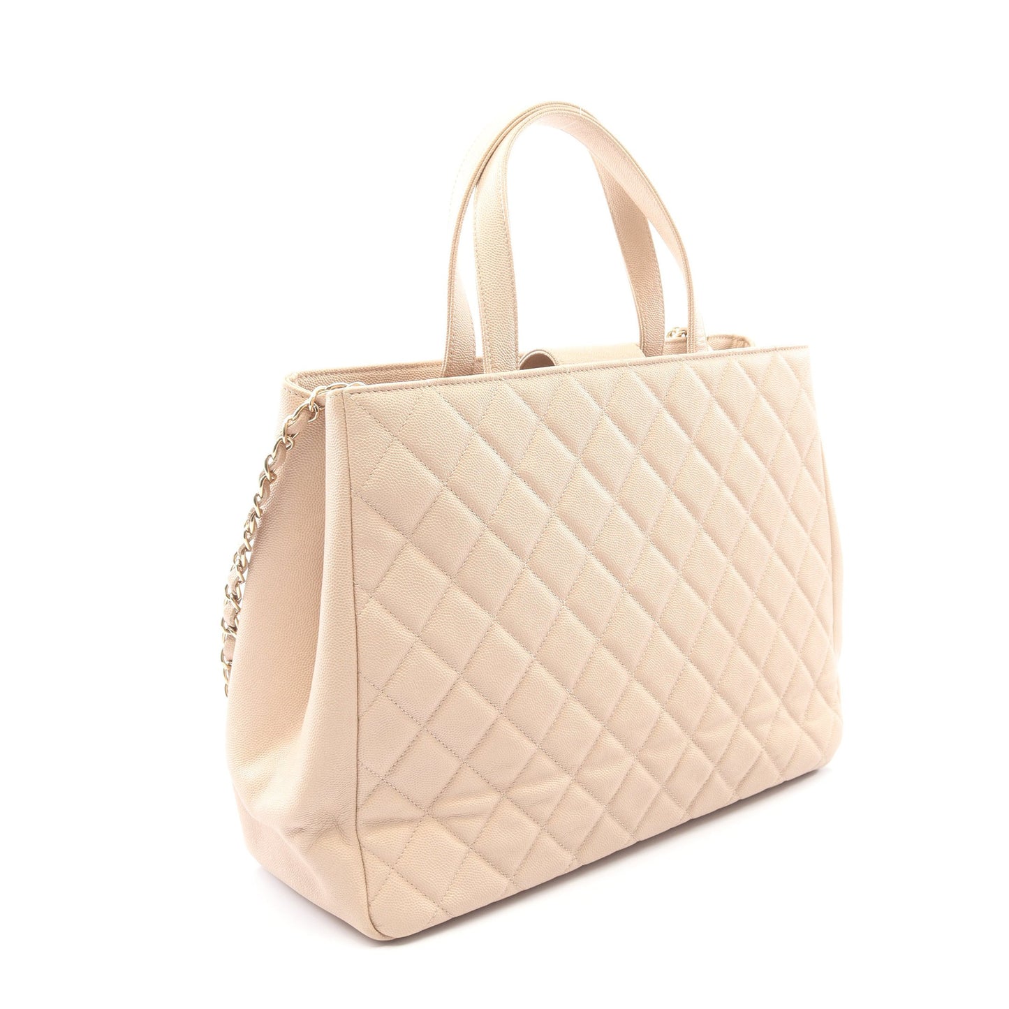 マトラッセ ビジネス アフィニティ 2WAY チェーンハンドバッグ チェーントートバッグ キャビアスキン ベージュ ゴールド金具 シャネル バッグ CHANEL