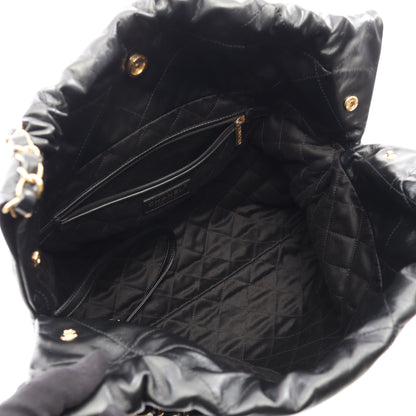 マトラッセ シャネル22 ラージ チェーンショルダーバッグ レザー ブラック ゴールド金具 シャネル バッグ CHANEL