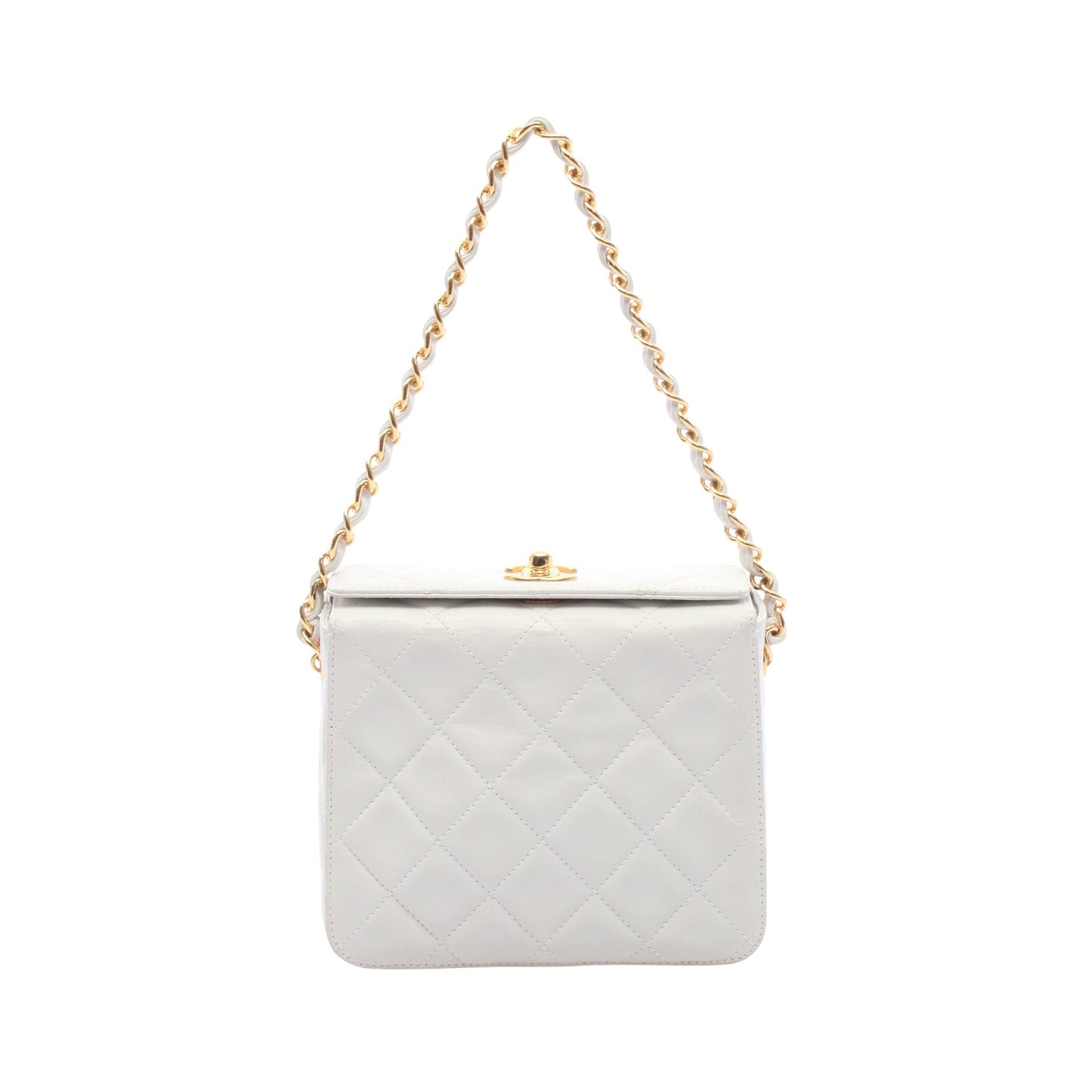 マトラッセ チェーンハンドバッグ ラムスキン ホワイト ゴールド金具 シャネル バッグ CHANEL