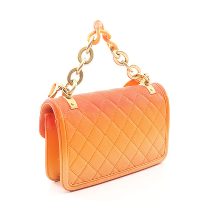マトラッセ 2WAY チェーンショルダーバッグ キャビアスキン オレンジ ゴールド金具 シャネル バッグ CHANEL
