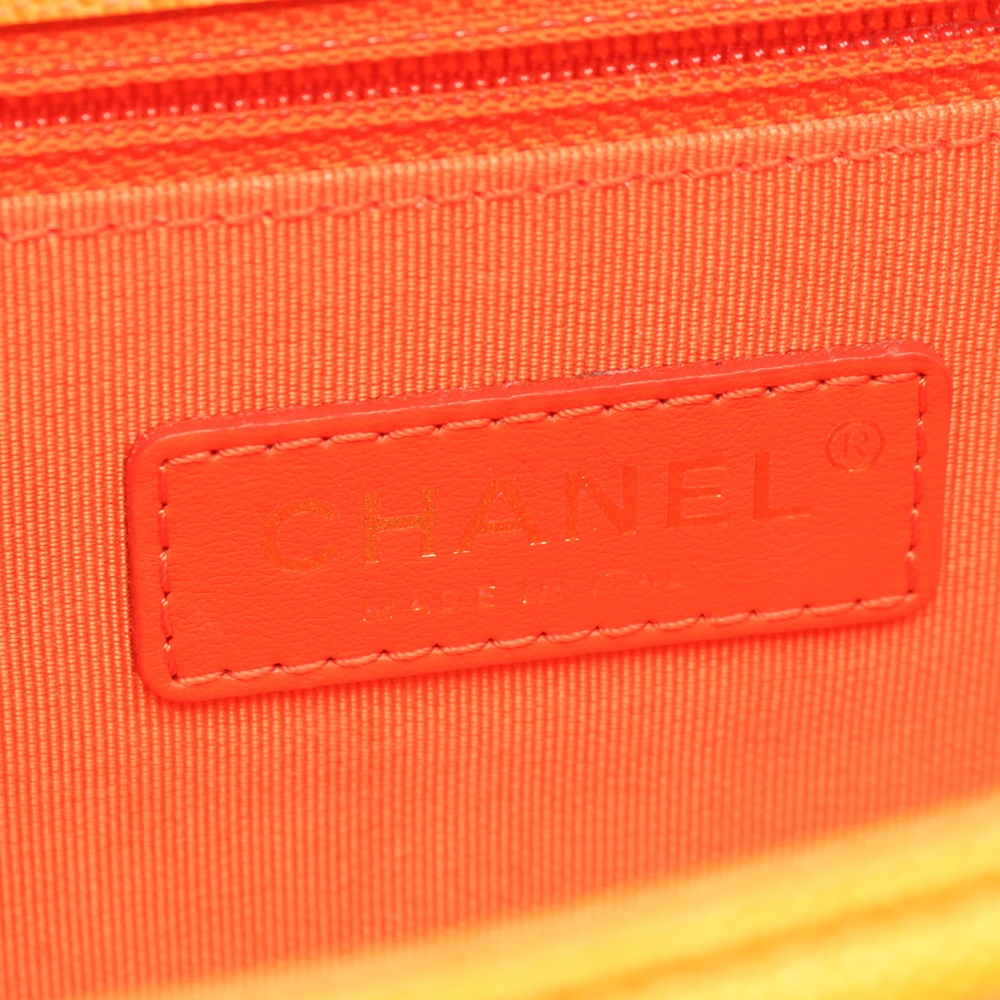 マトラッセ 2WAY チェーンショルダーバッグ キャビアスキン オレンジ ゴールド金具 シャネル バッグ CHANEL