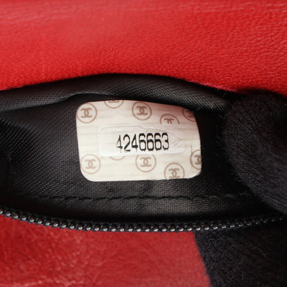 マトラッセ チェーンハンドバッグ ラムスキン レッド シルバー金具 シャネル バッグ CHANEL