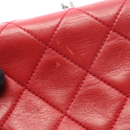 マトラッセ チェーンハンドバッグ ラムスキン レッド シルバー金具 シャネル バッグ CHANEL