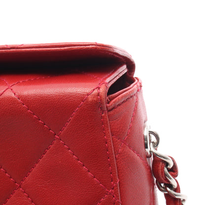 マトラッセ チェーンハンドバッグ ラムスキン レッド シルバー金具 シャネル バッグ CHANEL