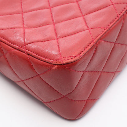 マトラッセ チェーンハンドバッグ ラムスキン レッド シルバー金具 シャネル バッグ CHANEL