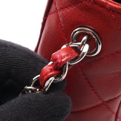 マトラッセ チェーンハンドバッグ ラムスキン レッド シルバー金具 シャネル バッグ CHANEL