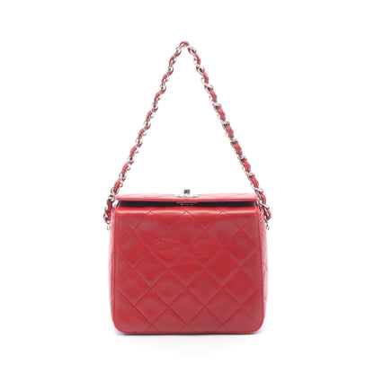 マトラッセ チェーンハンドバッグ ラムスキン レッド シルバー金具 シャネル バッグ CHANEL