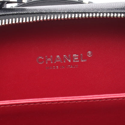 CCフィグリー スモール バニティバッグ チェーンショルダーバッグ レザー ブラック ホワイト シルバー金具 シャネル バッグ CHANEL