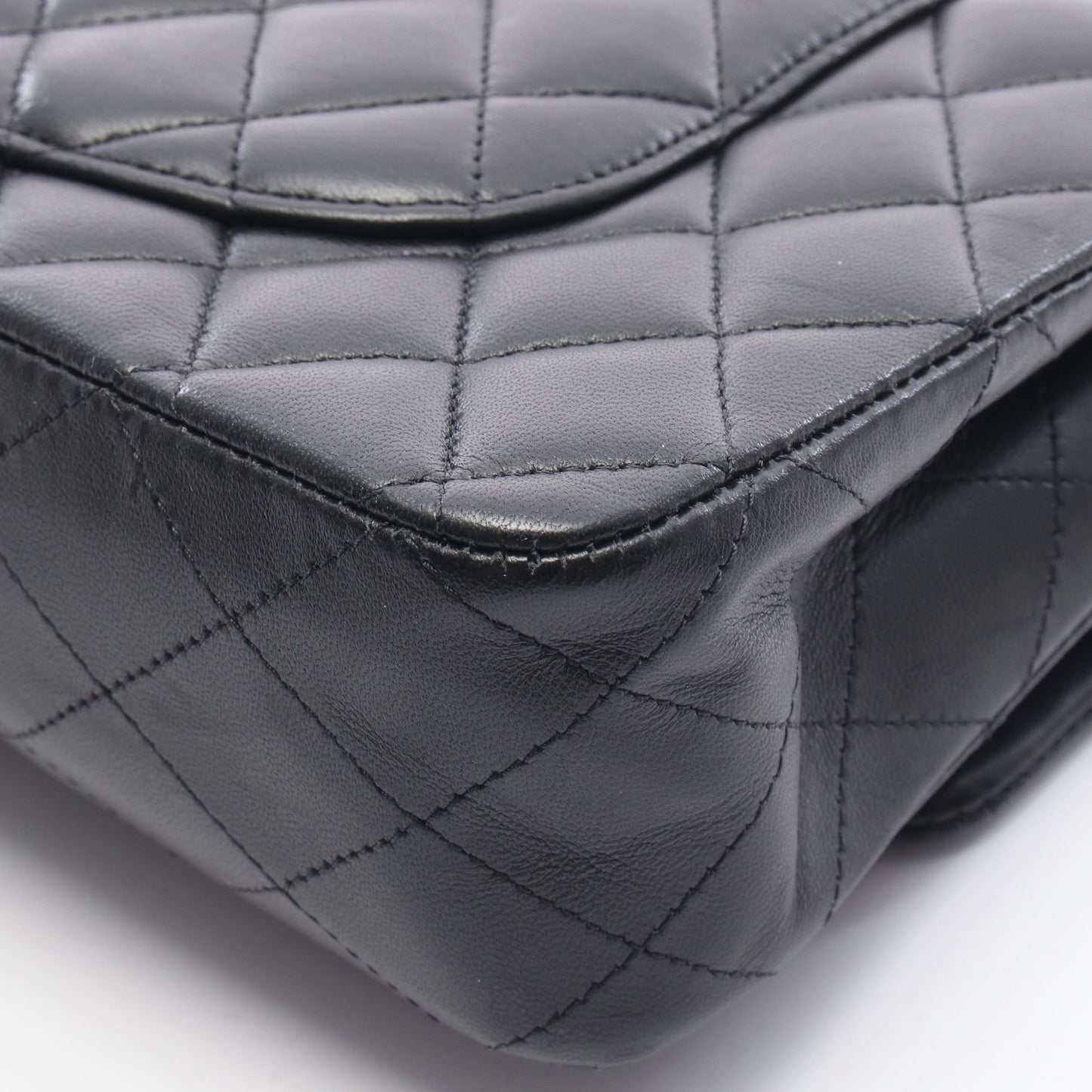マトラッセ Wフラップ Wチェーンショルダーバッグ ラムスキン ブラック シルバー金具 シャネル バッグ CHANEL