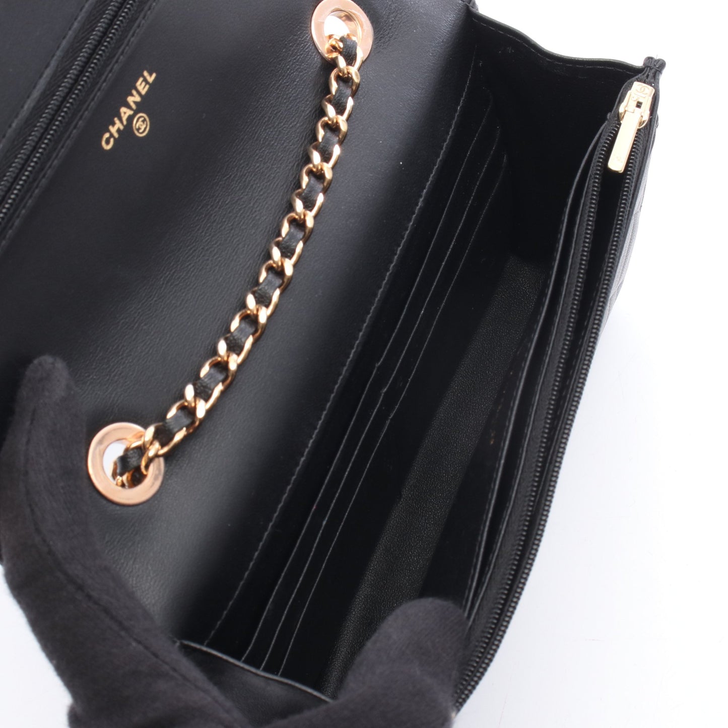 マトラッセ チェーンウォレット チェーンウォレット ラムスキン ブラック ゴールド金具 シャネル バッグ CHANEL
