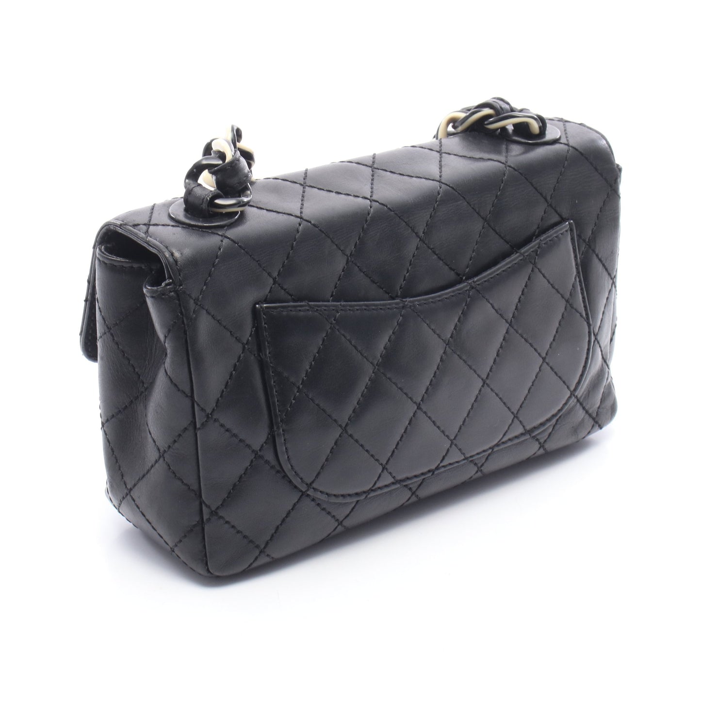 マトラッセ プラ チェーンショルダーバッグ ラムスキン ブラック ゴールド金具 シャネル バッグ CHANEL