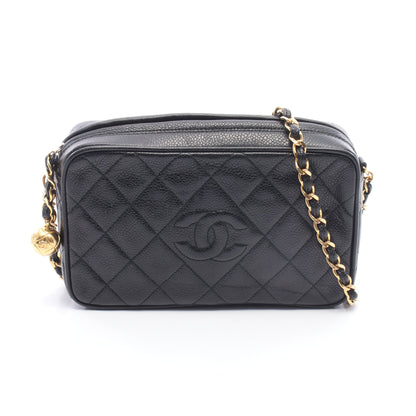 マトラッセ ココボール ミニ チェーンショルダーバッグ キャビアスキン ブラック ゴールド金具 シャネル バッグ CHANEL