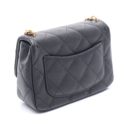 マトラッセ Wチェーンショルダーバッグ キャビアスキン ブラック ゴールド金具 シャネル バッグ CHANEL