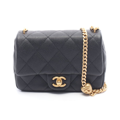マトラッセ Wチェーンショルダーバッグ キャビアスキン ブラック ゴールド金具 シャネル バッグ CHANEL