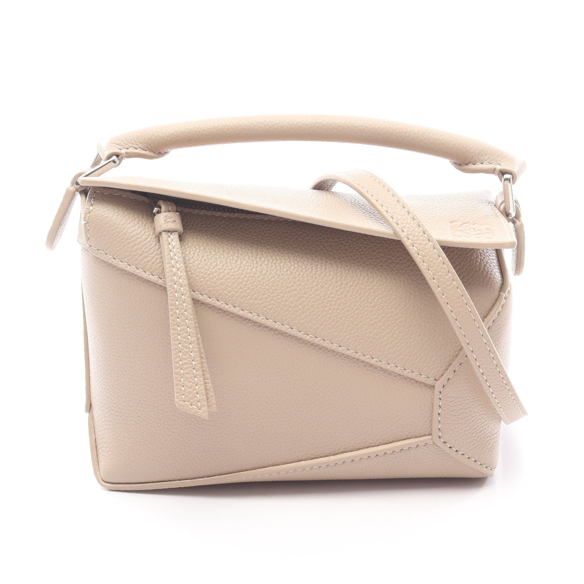 パズルエッジ ミニ 2WAY ハンドバッグ レザー ベージュ ロエベ バッグ LOEWE