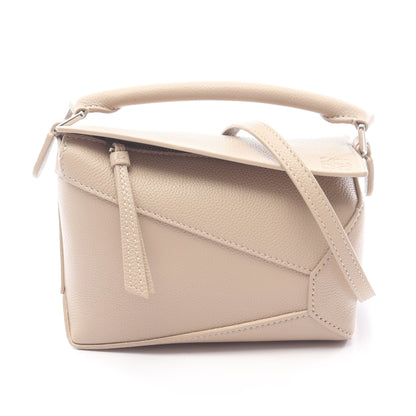 パズルエッジ ミニ 2WAY ハンドバッグ レザー ベージュ ロエベ バッグ LOEWE