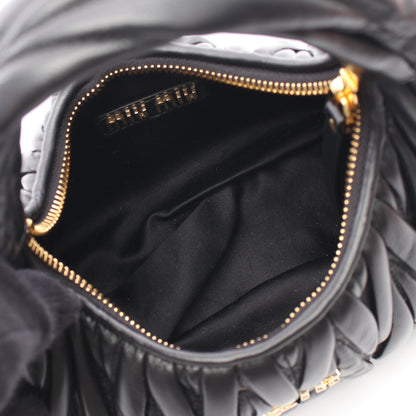 ワンダー マテラッセ ホーボーバッグ 2WAY ハンドバッグ レザー ブラック ミュウミュウ バッグ miu miu