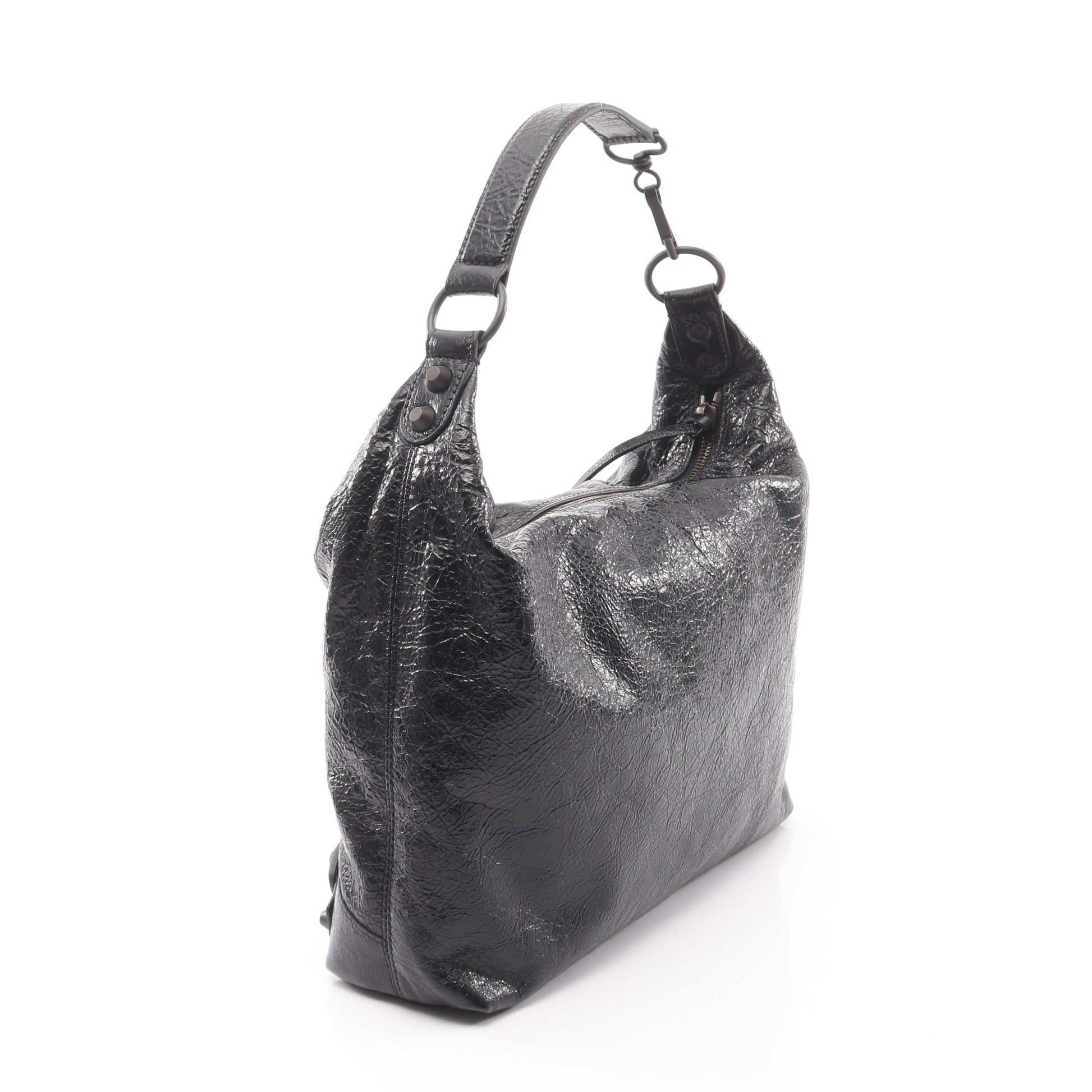 LE CITY ホーボーバッグ スモール 2WAY ハンドバッグ レザー ブラック バレンシアガ バッグ BALENCIAGA