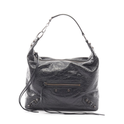 LE CITY ホーボーバッグ スモール 2WAY ハンドバッグ レザー ブラック バレンシアガ バッグ BALENCIAGA
