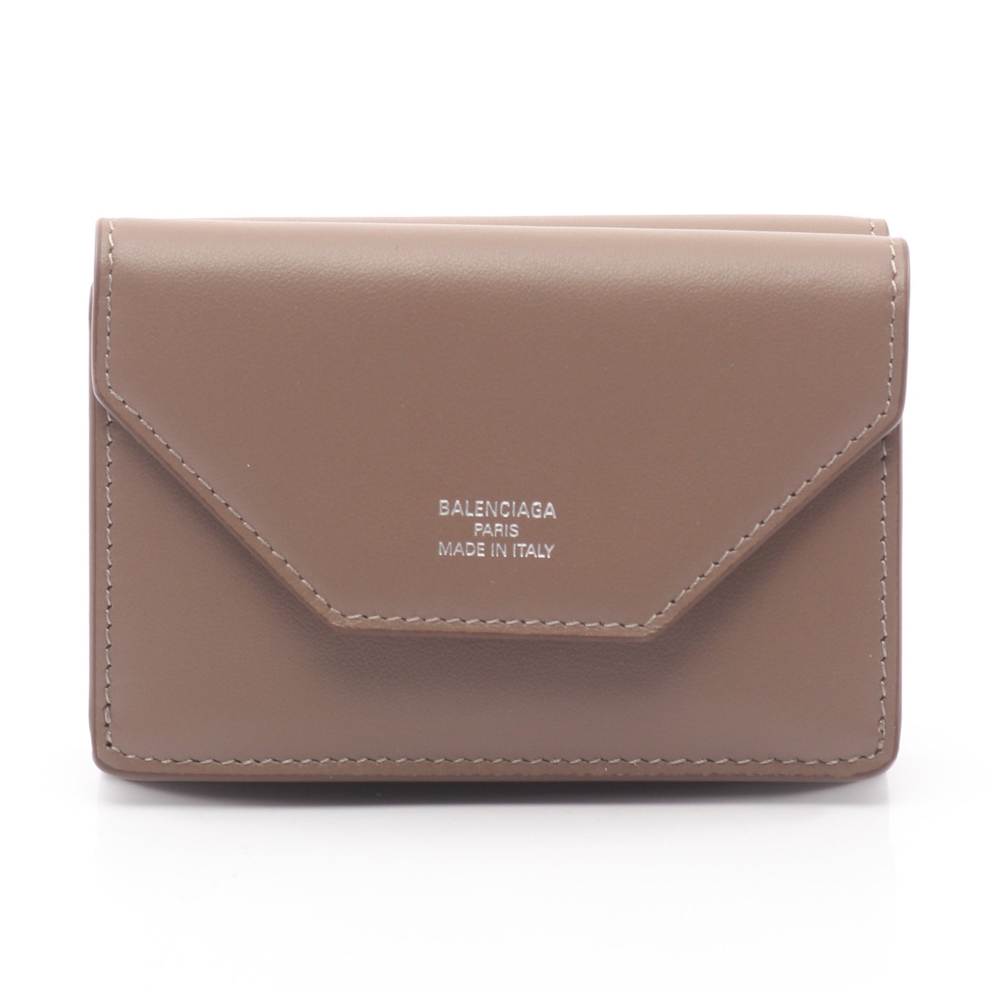 Envelope ミニ ウォレット 三つ折り財布 レザー グレーブラウン バレンシアガ 財布・小物 BALENCIAGA