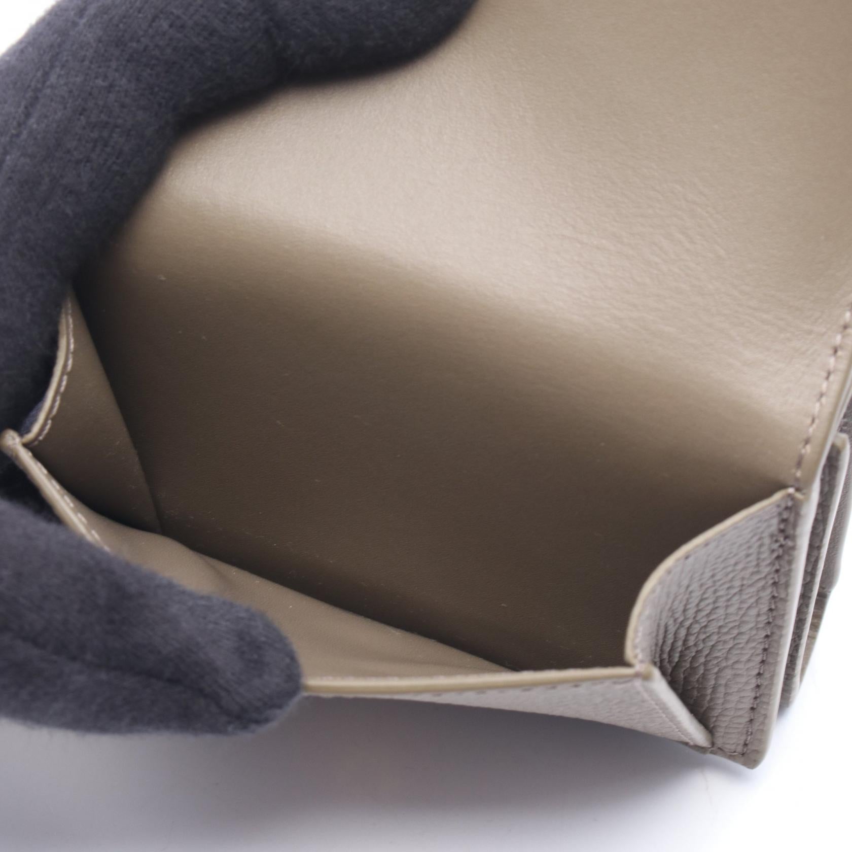 LOEWE ロエベ 財布 アナグラム トライフォールド ウォレット - グレージュ系×ブラウン系 レザー レディース 美品【本物保証】 LOEWE（ロエベ） アナグラム トライフォールドウォレット コンパクト