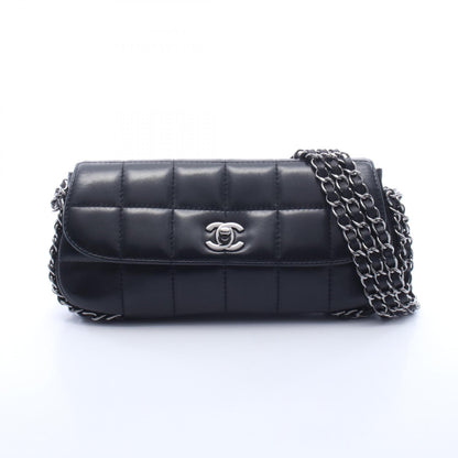 チョコバー チェーンショルダーバッグ ラムスキン ブラック シルバー金具 シャネル バッグ CHANEL